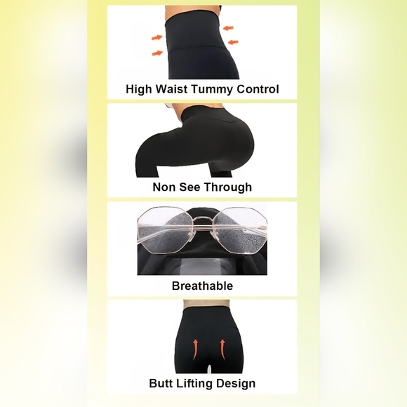 Leggings High Waisted Tummy Control Black Women's Leggings - Picture 5 of 9